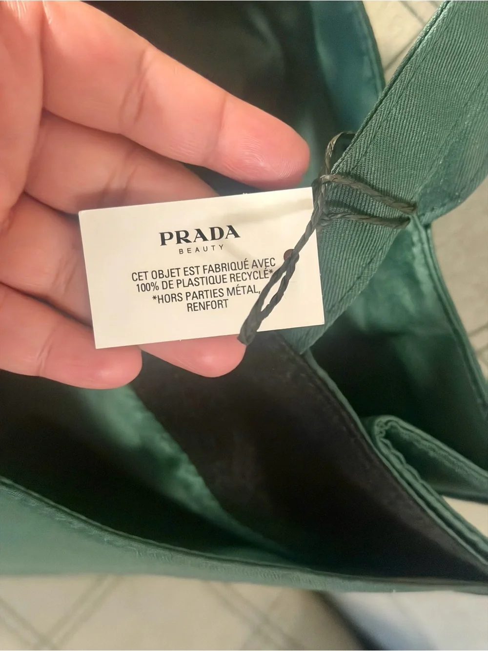 Prada Green Messenger Tote Bag with rare 2 large divided pockets